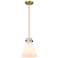 Newton Cone 8" Wide Cord Hung Brushed Brass Pendant With White Shade