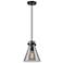 Newton Cone 8" Wide Matte Black Cord Hung Pendant With Plated Smoke Sh