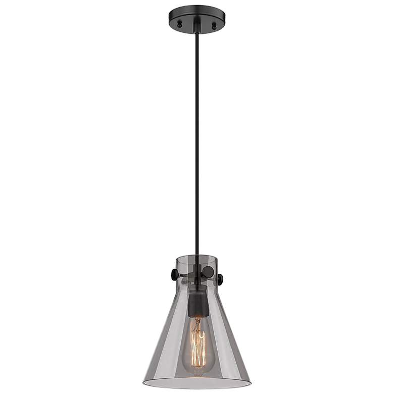 Image 1 Newton Cone 8" Wide Matte Black Mini Pendant