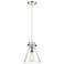 Newton Cone 8" Wide Polished Nickel Cord Hung Pendant With Seedy Shade