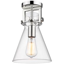 Newton Cone 8" Wide Polished Nickel Flush Mount with Clear Shade