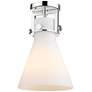 Newton Cone 8" Wide Polished Nickel Flush Mount with White Shade