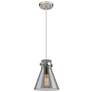 Newton Cone 8" Wide Satin Nickel Cord Hung Pendant With Plated Smoke S
