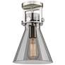 Newton Cone 8" Wide Satin Nickel Flush Mount with Smoke Shade