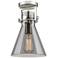 Newton Cone 8" Wide Satin Nickel Flush Mount with Smoke Shade