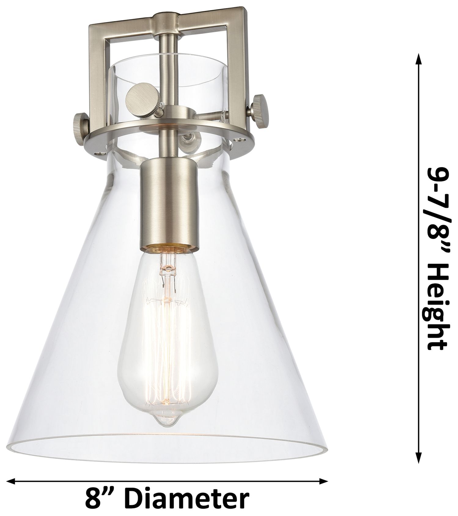 Image 4 Newton Cone 8" Wide Stem Hung Brushed Brass Pendant With Seedy Shade more views