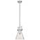 Newton Cone 8" Wide Stem Hung Satin Nickel Pendant With Seedy Shade