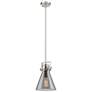 Newton Cone 8" Wide Stem Hung Satin Nickel Pendant With Smoke Shade