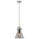 Newton Cone 8" Wide Stem Hung Satin Nickel Pendant With Smoke Shade