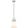 Newton Cone 8" Wide Stem Hung Satin Nickel Pendant With White Shade