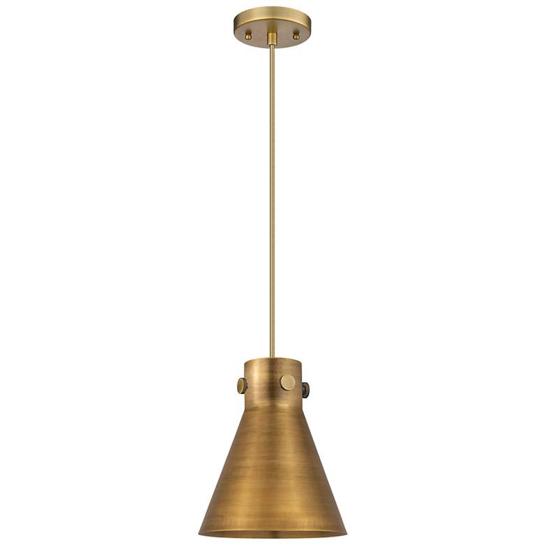 Image 1 Newton Cone 8"W Brushed Brass Mini Pendant w/ Brass Shade