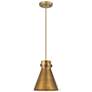1_Newton Cone 8"W Brushed Brass Mini Pendant w/ Brass Shade