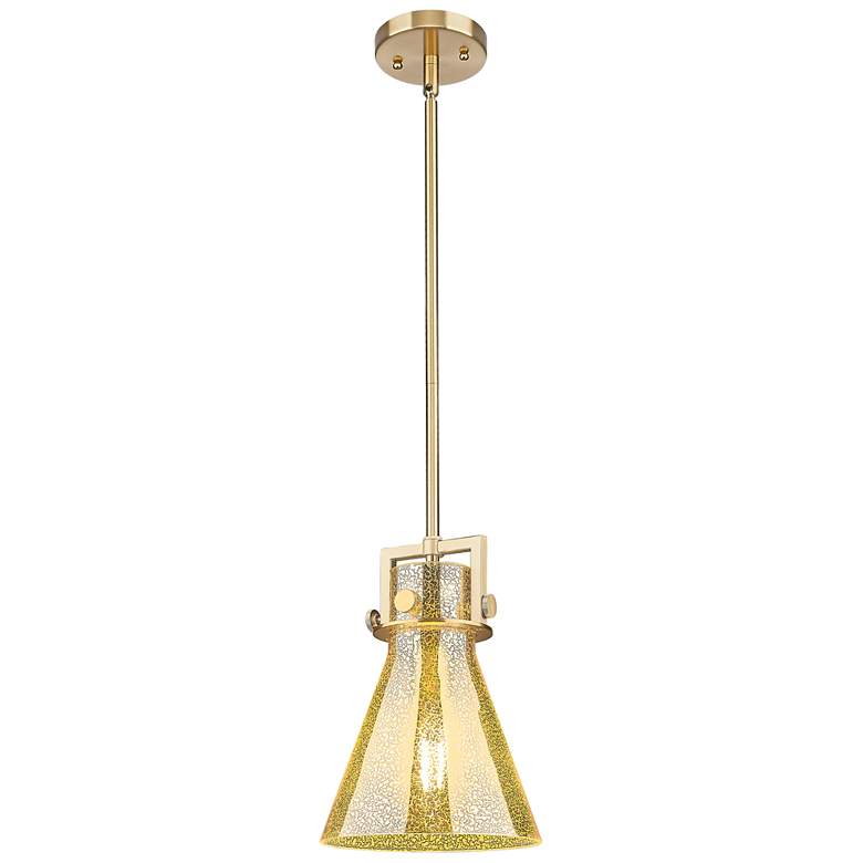 Image 1 Newton Cone 8"W Champagne Bronze Stem Mini Pendant With Mercury Shade