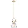 1_Newton Cone 8"W Champagne Stem Arched Mini Pendant With Seedy Shade