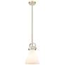 1_Newton Cone 8"W Champagne Stem Arched Mini Pendant With White Shade