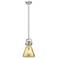 Newton Cone 8"W Satin Nickel Stem Arched Mini Pendant w/ Mercury Shade