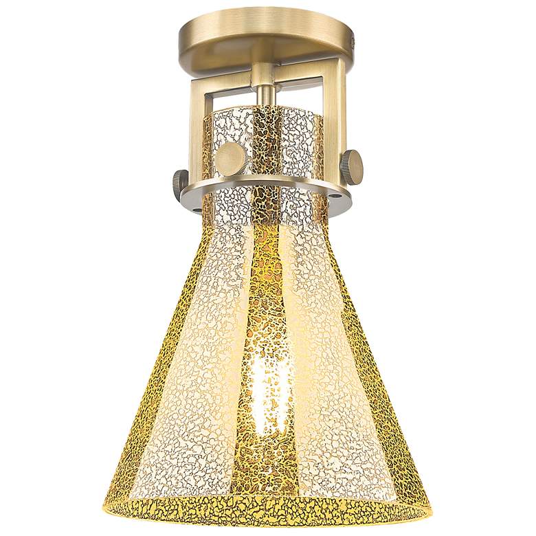 Image 1 Newton Cone 8" Wide Brushed Brass Flush Mount With Mercury Shade
