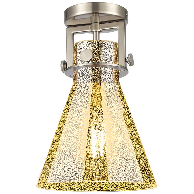 Image 1 Newton Cone 8" Wide Brushed Satin Nickel Flush Mount With Mercury Shade