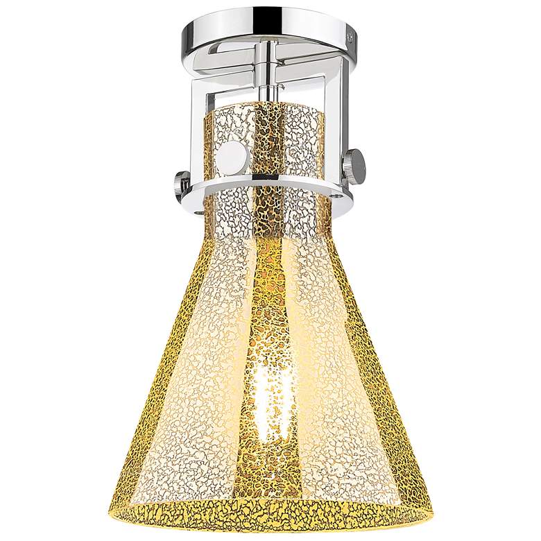 Image 1 Newton Cone 8" Wide Polished Nickel Flush Mount With Mercury Shade