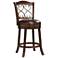 Newton II 26" Brown Faux Leather and Wood Swivel Counter Stool