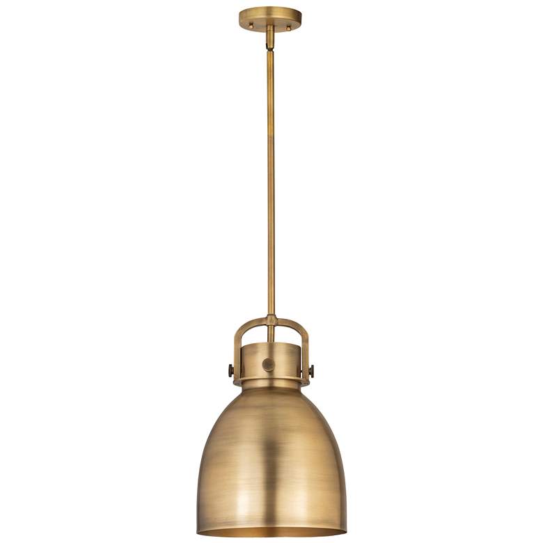 Image 1 Newton Metal Bell 10"W Brushed Brass Stemmed Pendant w/ Brushed Brass