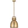 Newton Metal Bell 10"W Brushed Brass Stemmed Pendant w/ Brushed Brass
