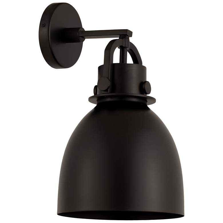 Image 1 Newton Metal Bell 14.5" High Matte Black Sconce w/ Matte Black Metal S