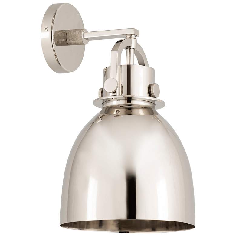 Image 1 Newton Metal Bell 14.5" High Polished Nickel Sconce w/ Nickel Shade