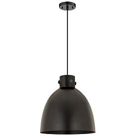 Image1 of Newton Metal Bell 14" Wide Matte Black Corded Pendant w/ Matte Black S