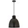 Newton Metal Bell 14" Wide Matte Black Corded Pendant w/ Matte Black S