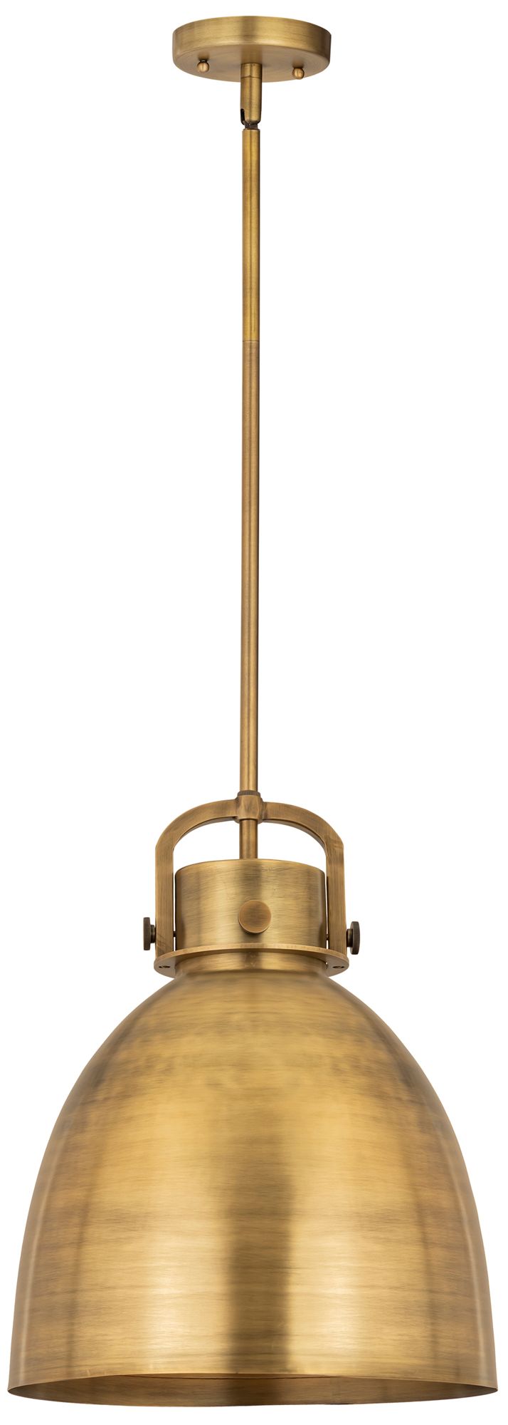Newton Metal Bell 14"W Brushed Brass Stemmed Pendant w/ Brushed Brass