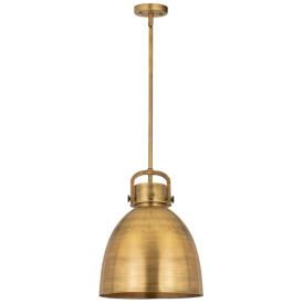 Newton Metal Bell 14"W Brushed Brass Stemmed Pendant w/ Brushed Brass Newton Metal Bell 14"W Brushed Brass Stemmed Pendant w/ Brushed Brass