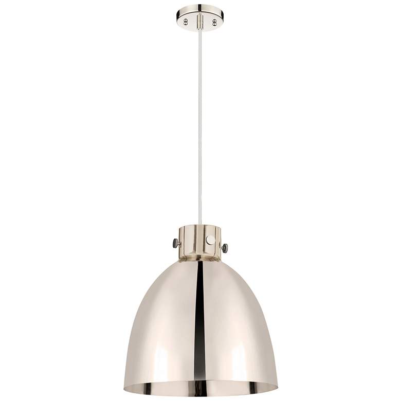 Image 1 Newton Metal Bell 14"W Polished Nickel Cord Pendant