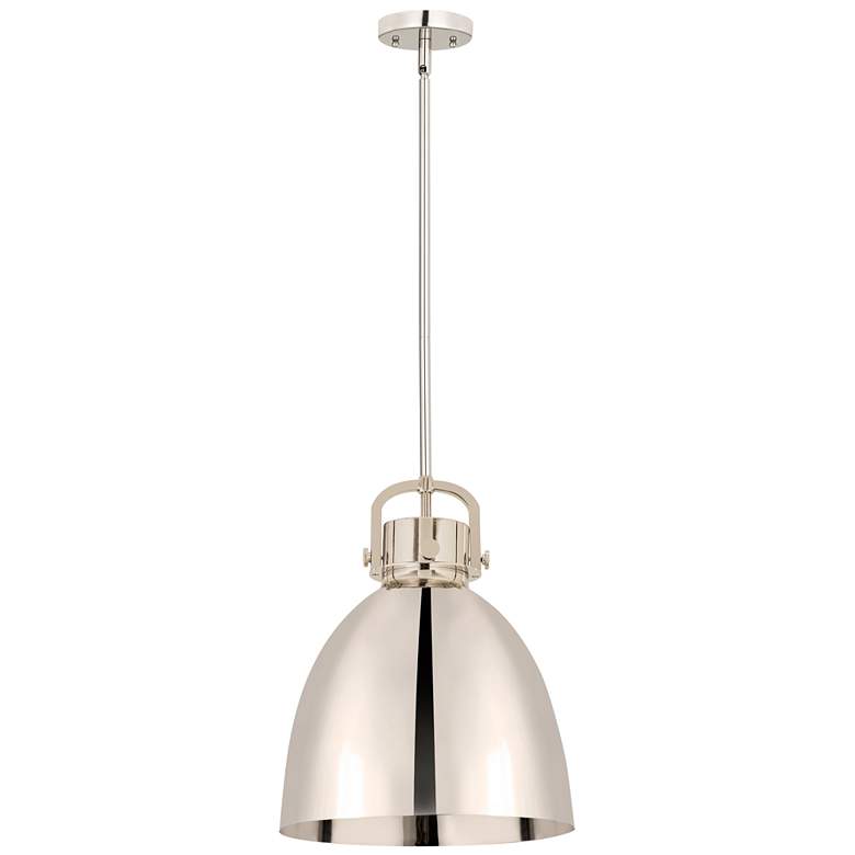 Image 1 Newton Metal Bell 14"W Polished Nickel Stemmed Pendant w/ Nickel Shade