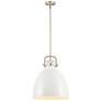 Newton Metal Bell 14"W Satin Nickel Stemmed Pendant w/ Matte White Sha