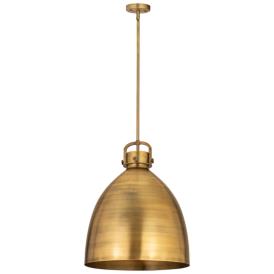 Newton Metal Bell 16"W Brushed Brass Stemmed Pendant w/ Brushed Brass Newton Metal Bell 16"W Brushed Brass Stemmed Pendant w/ Brushed Brass