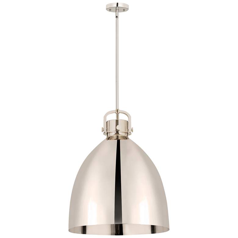 Image 1 Newton Metal Bell 16"W Polished Nickel Stemmed Pendant w/ Nickel Shade