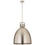 Newton Metal Bell 18"W Satin Nickel Stem Hung Pendant w/ Satin Nickel