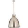 Newton Metal Bell 18"W Satin Nickel Stem Hung Pendant w/ Satin Nickel