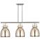 Newton Metal Bell 42"W 3 Light Satin Nickel Stem Island Light