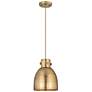 Newton Metal Bell 8"W Brushed Brass Corded Pendant w/ Brushed Brass Sh