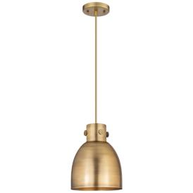 Newton Metal Bell 8"W Brushed Brass Corded Pendant w/ Brushed Brass Sh Newton Metal Bell 8"W Brushed Brass Corded Pendant w/ Brushed Brass Sh