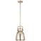Newton Metal Bell 8"W Satin Nickel Stem Hung Pendant w/ Satin Nickel S