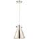 Newton Metal Cone 10"W Polished Nickel Corded Pendant w/ Nickel Shade