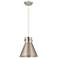 Newton Metal Cone 10"W Satin Nickel Cord Hung Pendant w/ Satin Nickel