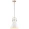 Newton Metal Cone 10"W Satin Nickel Stemmed Pendant w/ Matte White Sha