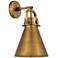 Newton Metal Cone 14.25" High Brushed Brass Sconce With Brushed Brass