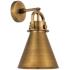 Newton Metal Cone 14.25" High Brushed Brass Sconce With Brushed Brass
