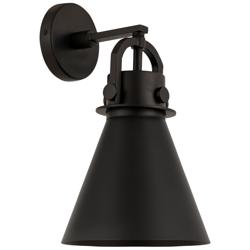 Newton Metal Cone 14.25" High Matte Black Sconce With Matte Black Shad