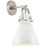 Newton Metal Cone 14.25" High Polished Nickel Sconce With Matte White